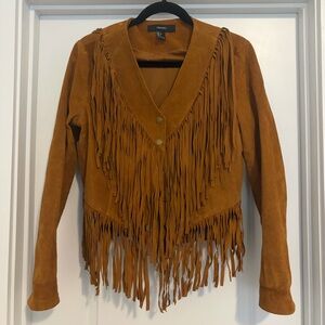 Forever 21 Brown Genuine Suede Fringe Jacket